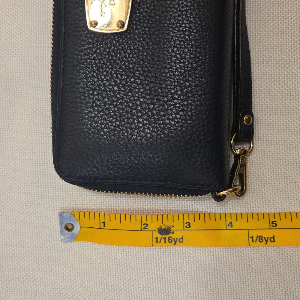 Michael Kors Navy Leather Wristlet Wallet with Gold Accents - Picture 9 of 9